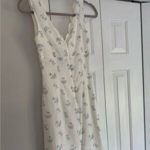 Lulu's White and Blue Floral Maxi Dress